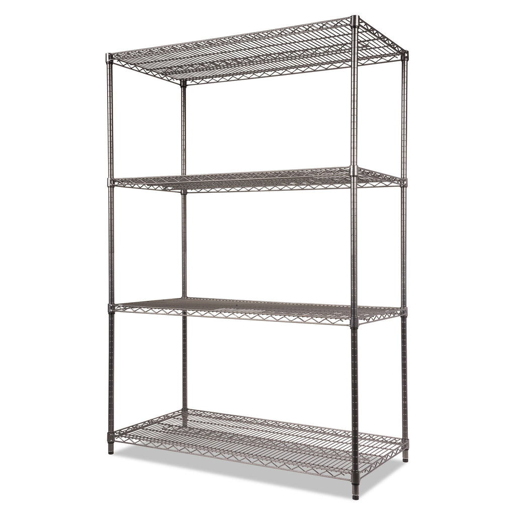 Wire Shelving Starter Kit, Four-Shelf, 48w x 24d x 72h, Black Anthracite