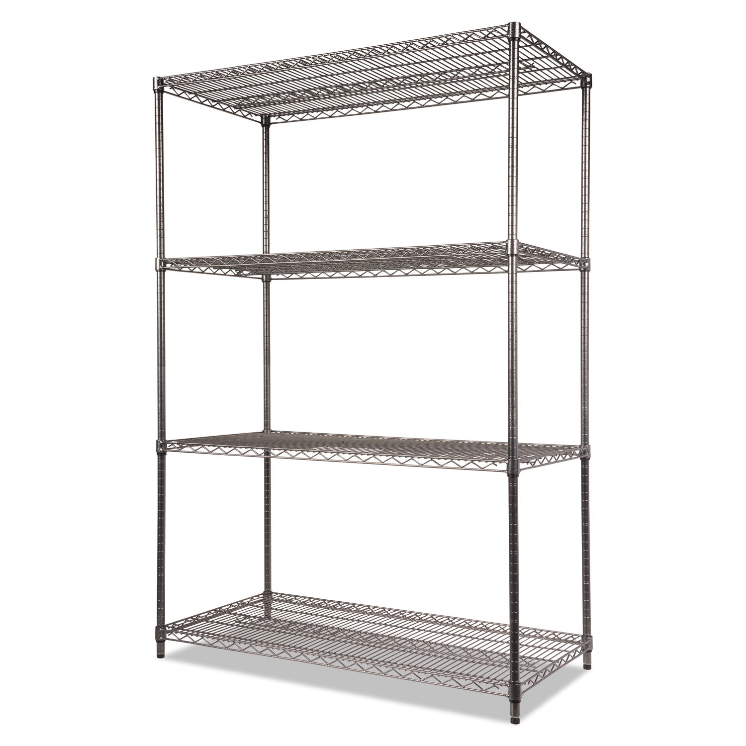 Wire Shelving Starter Kit, Four-Shelf, 48w x 24d x 72h, Black Anthracite