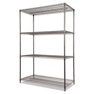 Wire Shelving Starter Kit, Four-Shelf, 48w x 24d x 72h, Black Anthracite
