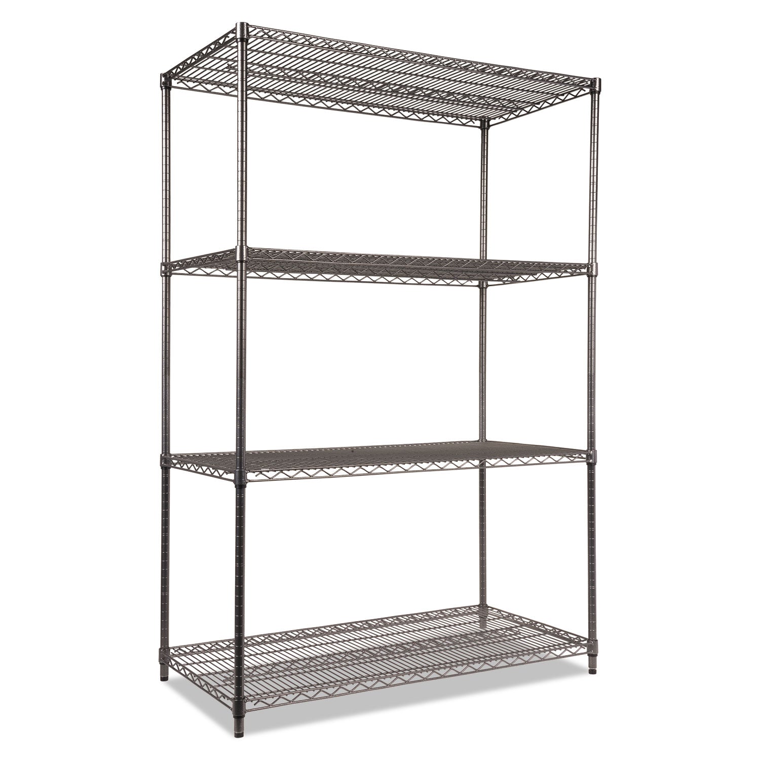 Wire Shelving Starter Kit, Four-Shelf, 48w x 24d x 72h, Black Anthracite - 