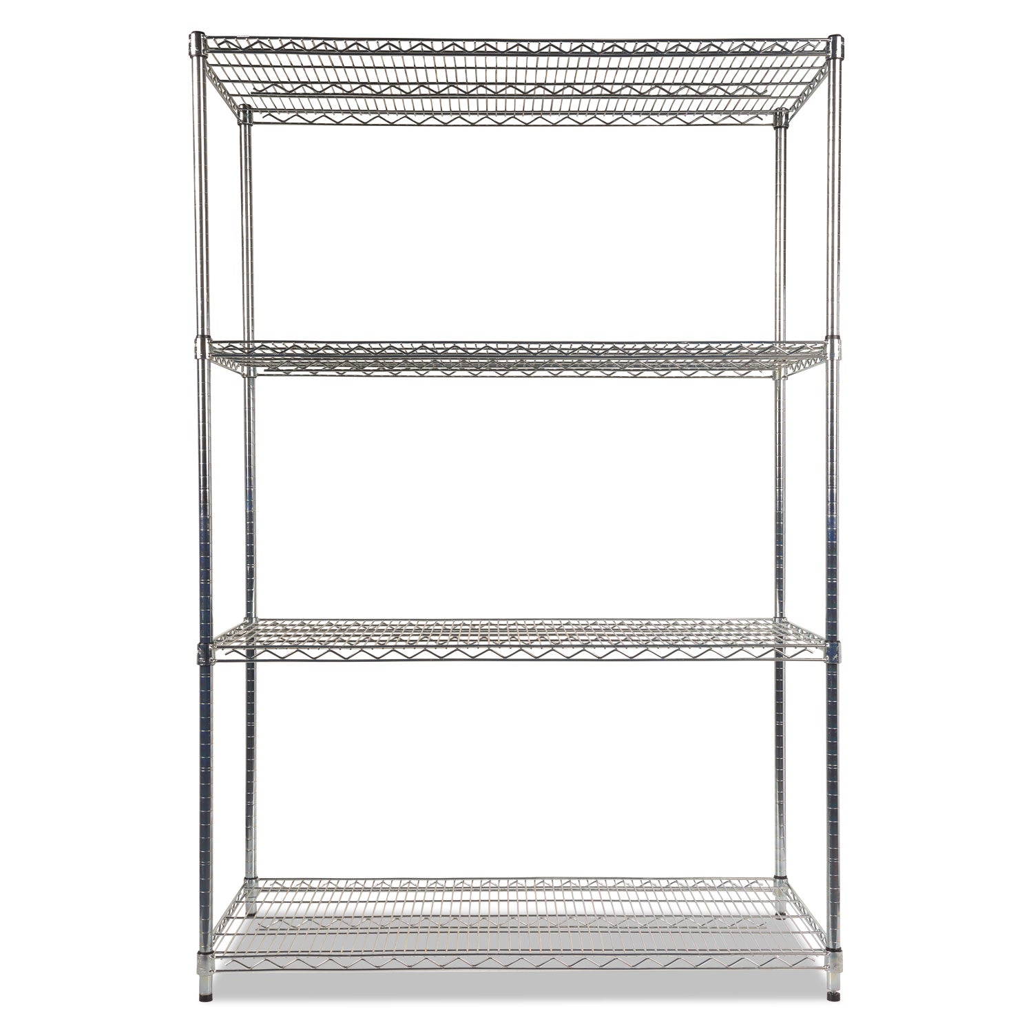 NSF Certified Industrial Four-Shelf Wire Shelving Kit, 48w x 24d x 72h, Silver - 
