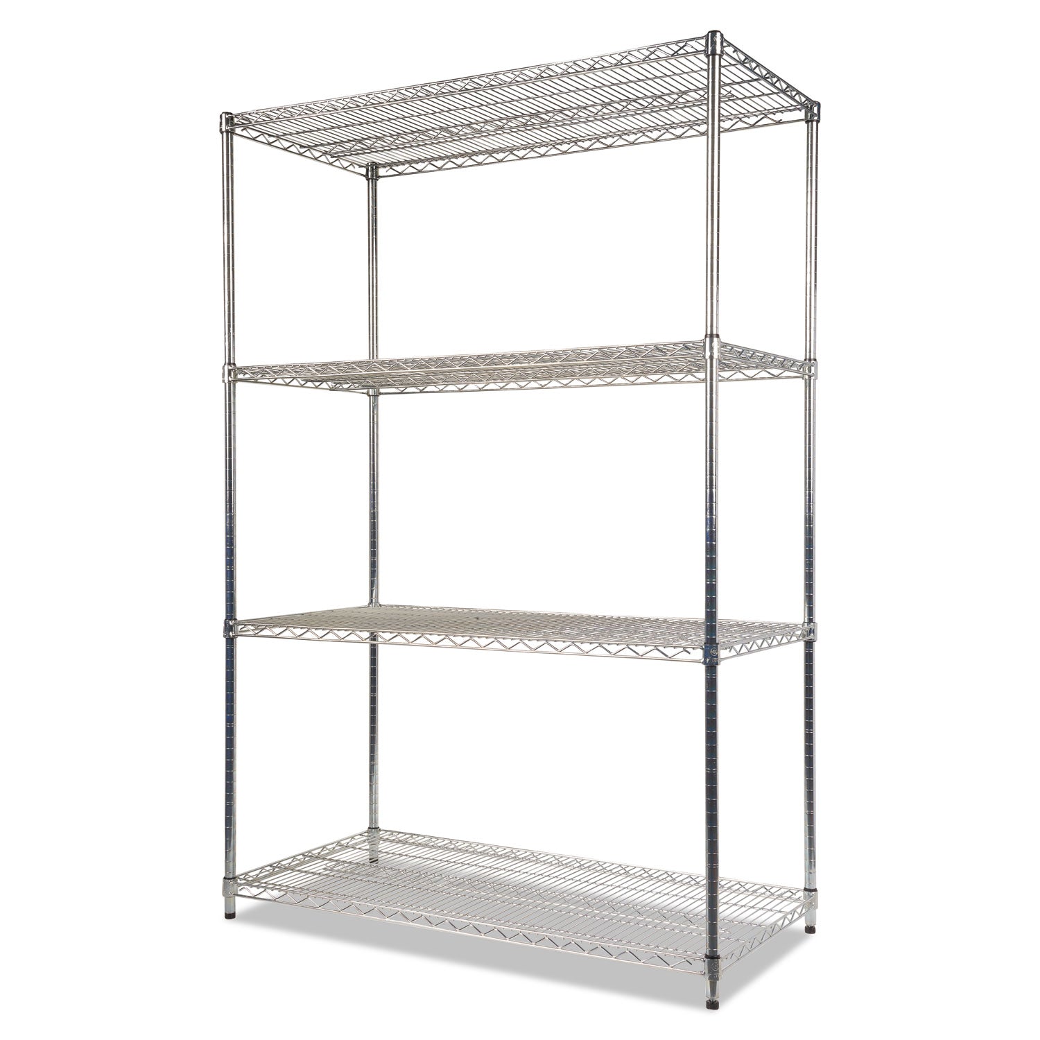 NSF Certified Industrial Four-Shelf Wire Shelving Kit, 48w x 24d x 72h, Silver - 