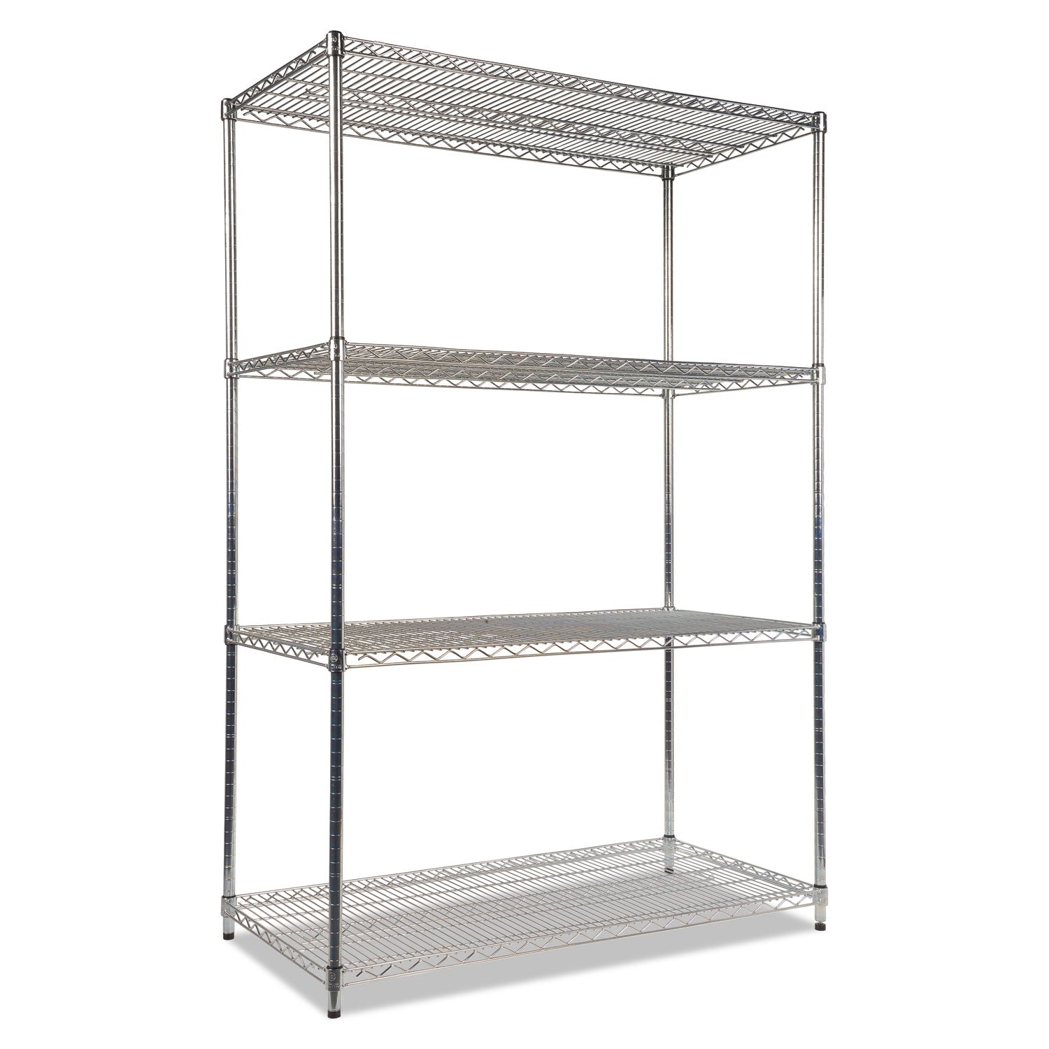 NSF Certified Industrial Four-Shelf Wire Shelving Kit, 48w x 24d x 72h, Silver - 
