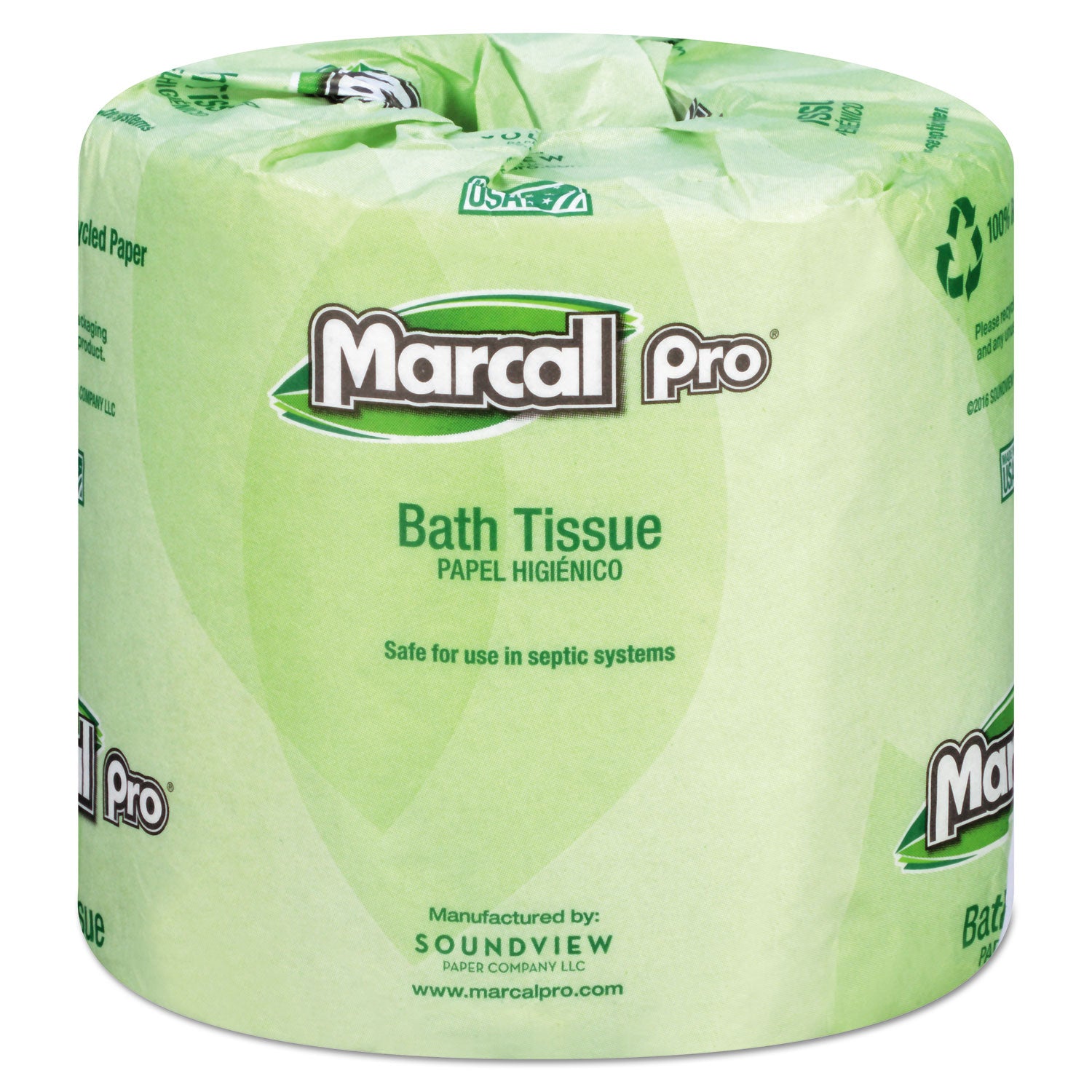 100% Recycled Bathroom Tissue, Septic Safe, 2-Ply, White, 240 Sheets/Roll, 48 Rolls/Carton - 