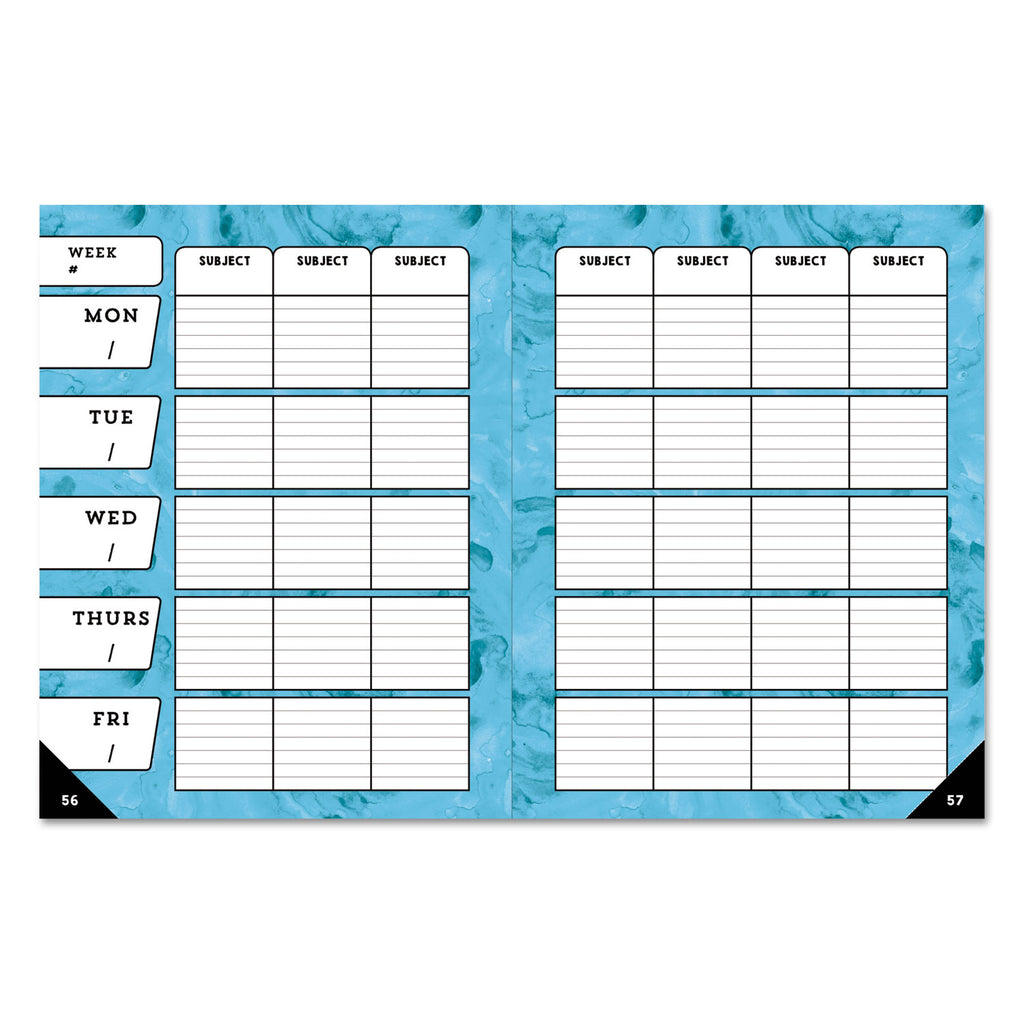 Teacher Planner, Weekly/Monthly, Two-Page Spread (Seven Classes), 10.88 x 8.38, Balloon Theme, Black Cover