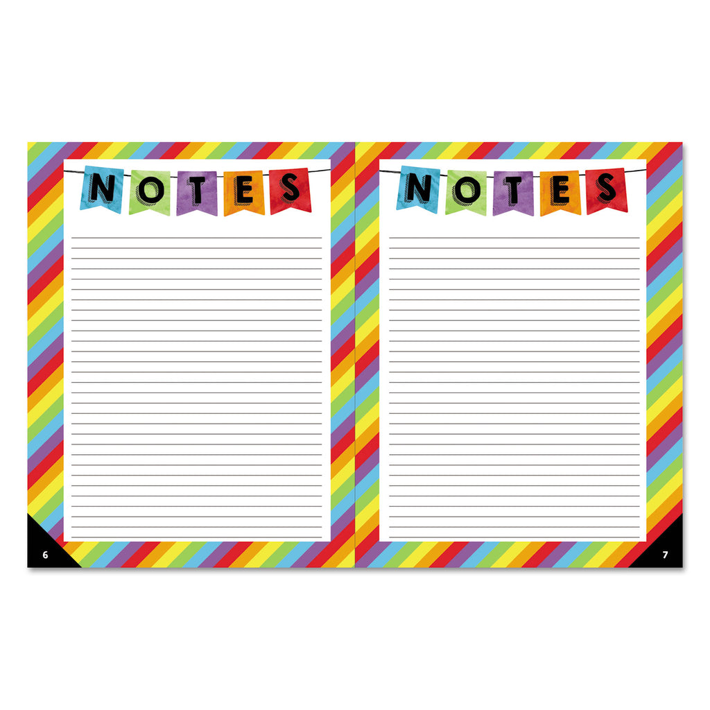 Teacher Planner, Weekly/Monthly, Two-Page Spread (Seven Classes), 10.88 x 8.38, Balloon Theme, Black Cover