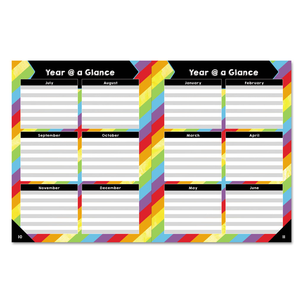 Teacher Planner, Weekly/Monthly, Two-Page Spread (Seven Classes), 10.88 x 8.38, Balloon Theme, Black Cover