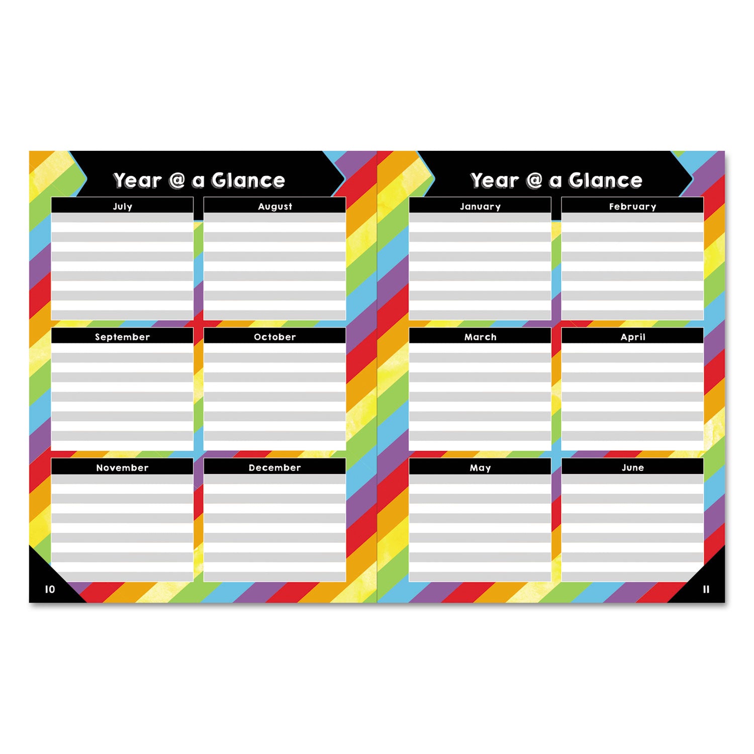 Teacher Planner, Weekly/Monthly, Two-Page Spread (Seven Classes), 10.88 x 8.38, Balloon Theme, Black Cover