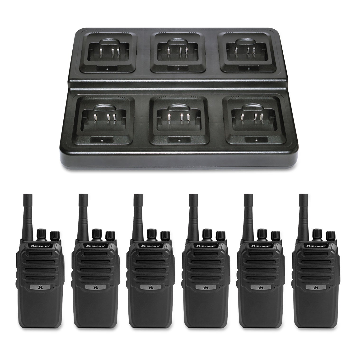 Midland BR200X6BGC BizTalk Bundle - 16 Radio Channels - 142 Total Privacy Codes - 2 W - Lithium Ion (Li-Ion) - Black - 6 Each