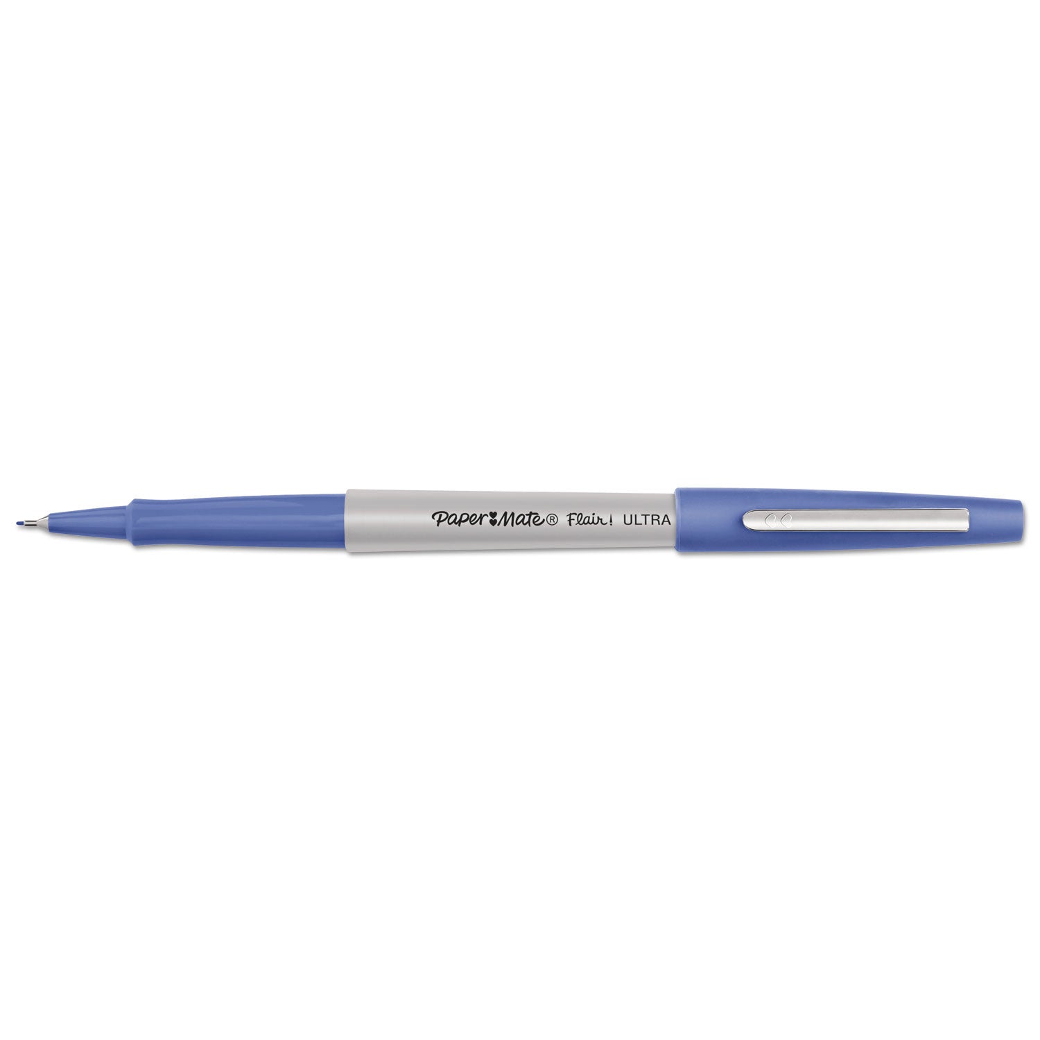 Flair Felt Tip Porous Point Pen, Stick, Extra-Fine 0.4 mm, Assorted Ink Colors, Gray Barrel, 16/Pack