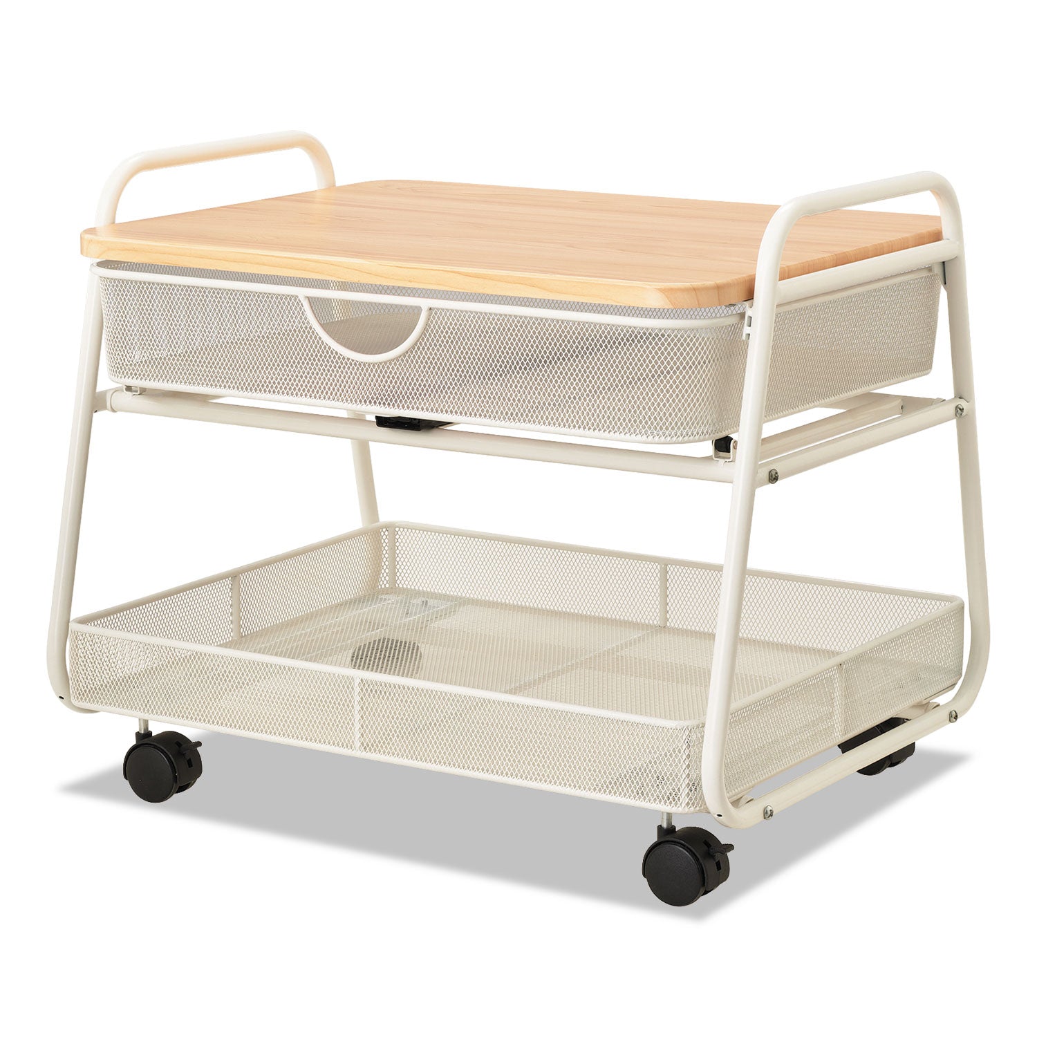 onyx-under-desk-machine-stand-metal-1-shelf-1-drawer-1-bin-100-lb-capacity-21-x-16-x-175-white_saf5208wh - 1