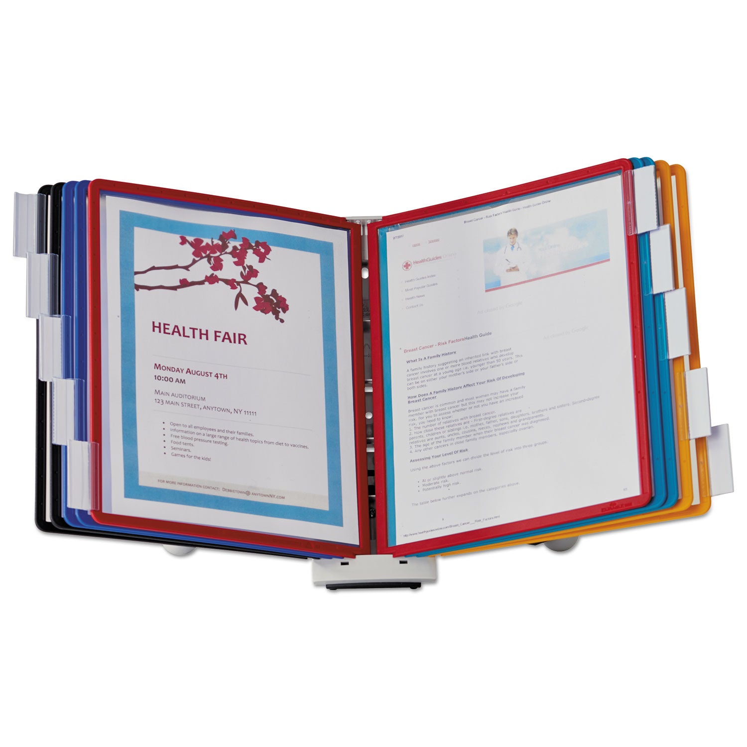 SHERPA Desk Reference System, 10 Panels, 10 x 5.63 x 13.88, Assorted Borders - 