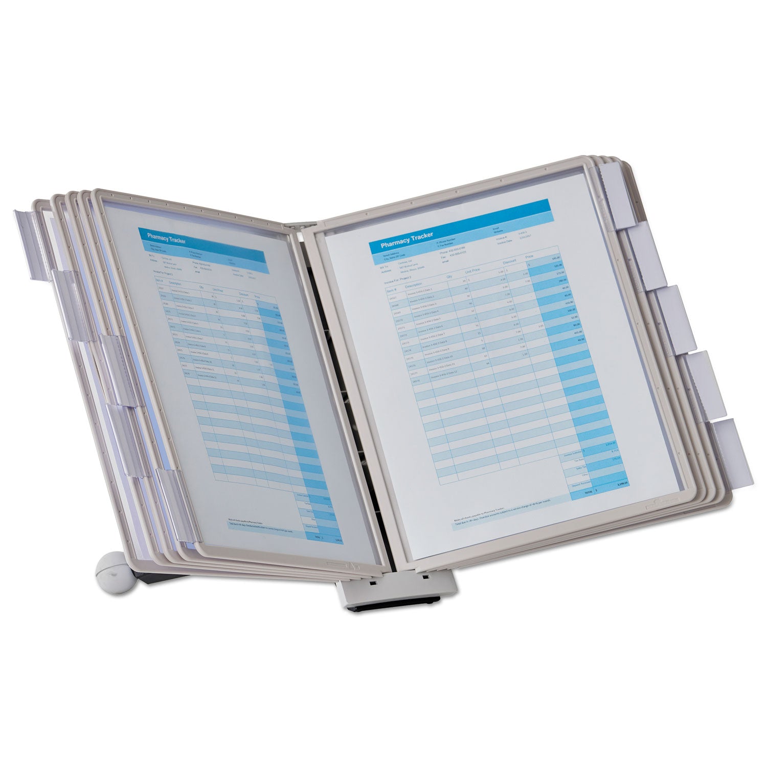 SHERPA Desk Reference System, 10 Panels, 10 x 5.88 x 13.5, Gray Borders - 