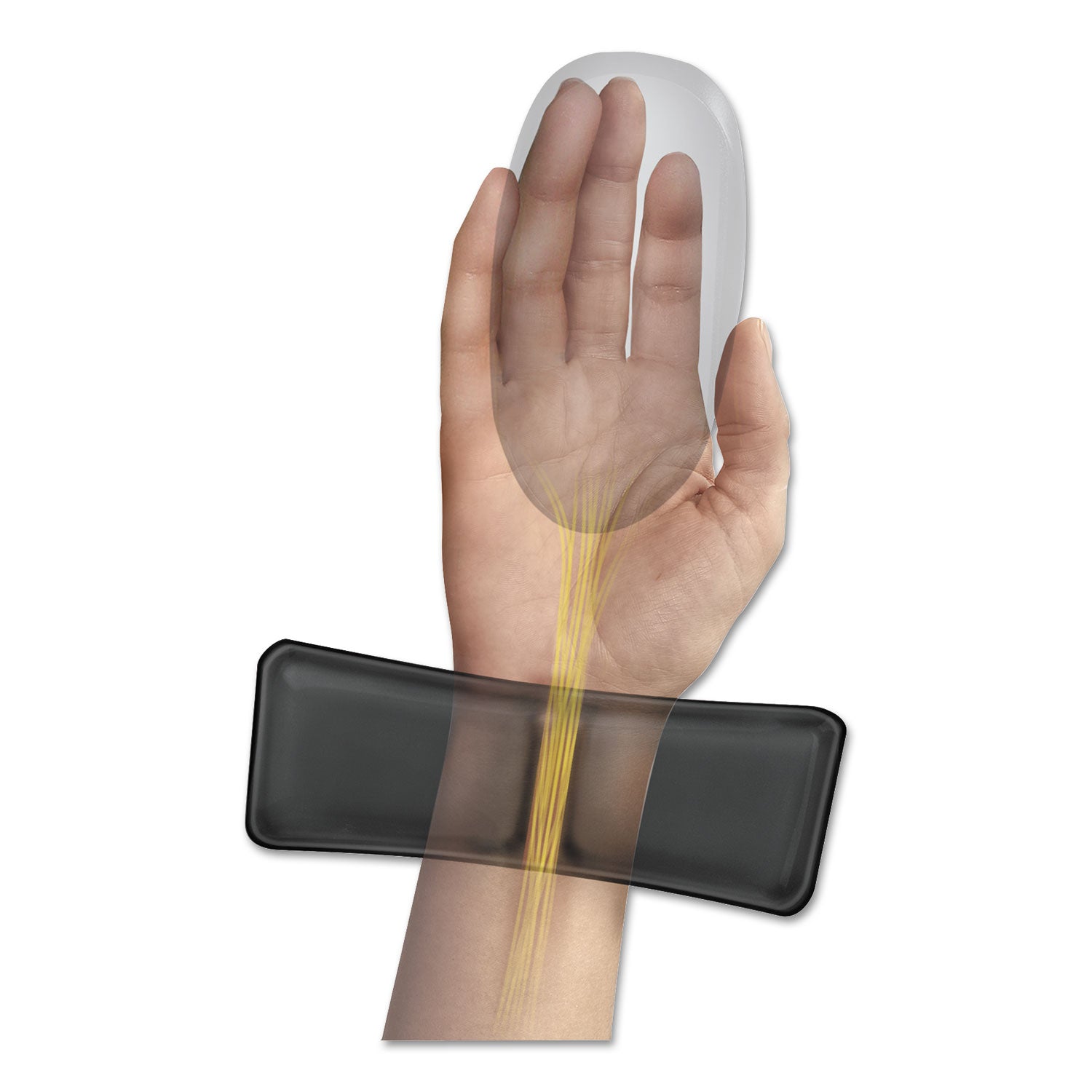 Gel Wrist Support with Attached Mouse Pad, 8.25 x 9.87, Black - 