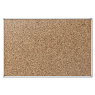 Cork Bulletin Board, 36 x 24, Tan Surface, Silver Aluminum Frame - 