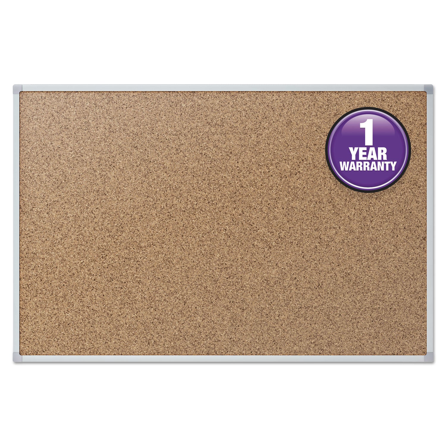 Cork Bulletin Board, 36 x 24, Tan Surface, Silver Aluminum Frame - 