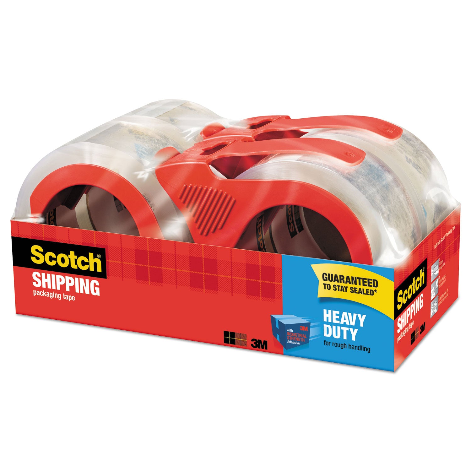 3850 Heavy-Duty Packaging Tape with Dispenser, 3" Core, 1.88" x 54.6 yds, Clear, 4/Pack - 