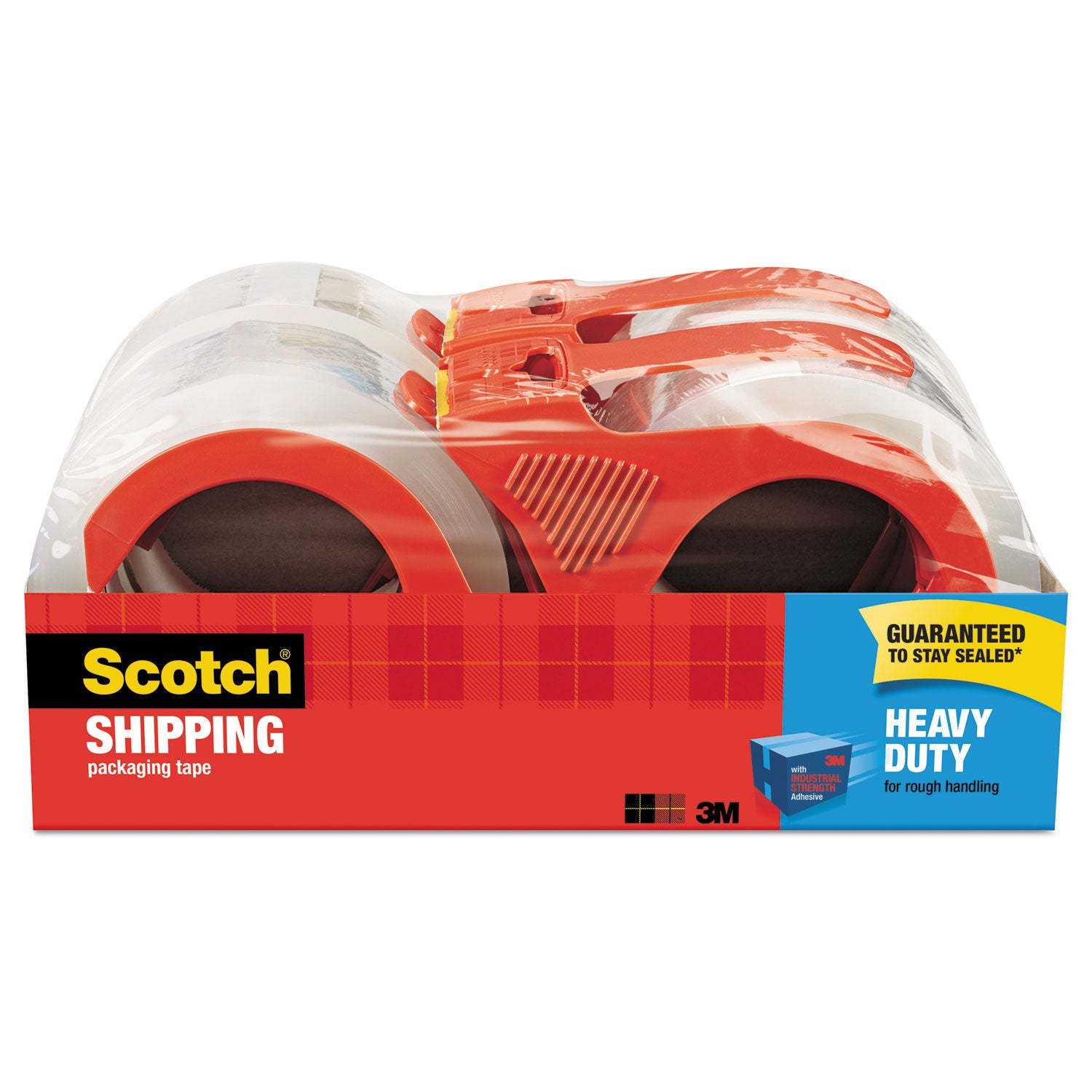 3850 Heavy-Duty Packaging Tape with Dispenser, 3" Core, 1.88" x 54.6 yds, Clear, 4/Pack - 