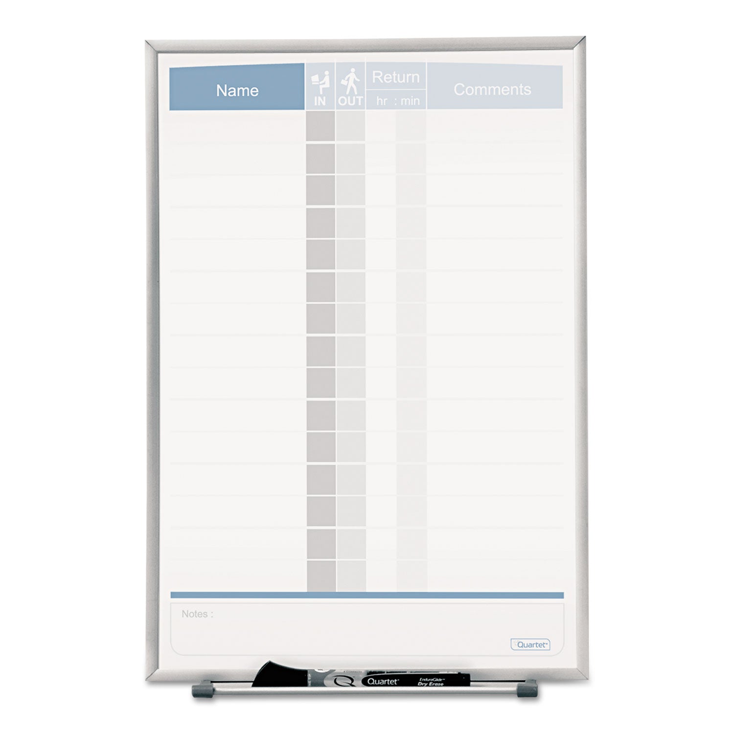 Quartet Matrix 15-employee In/Out Board - 16" Height x 11" Width - White Natural Cork Surface - Magnetic, Durable - Silver Frame - 1 Each - 2