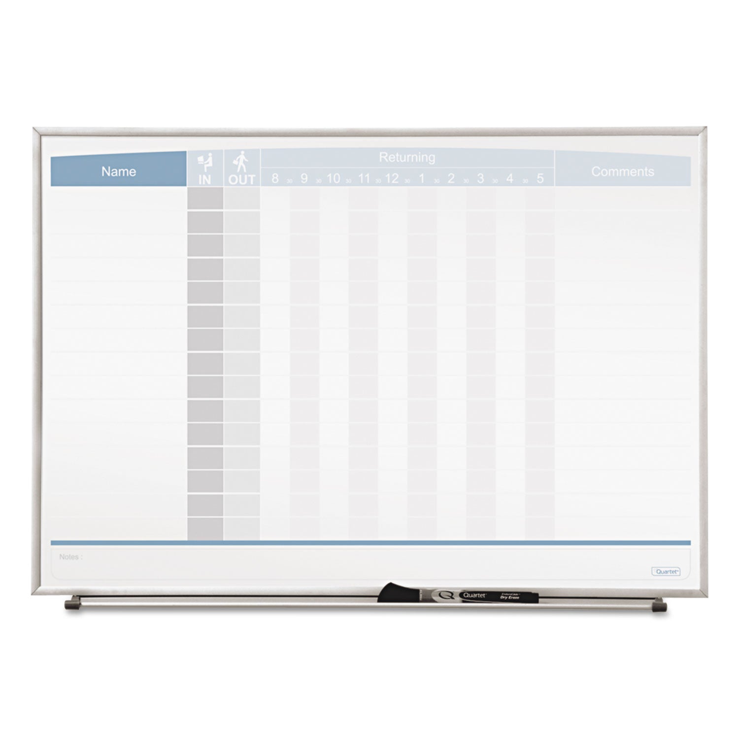 Quartet Matrix 15-employee In/Out Board - 16" Height x 23" Width - White Natural Cork Surface - Magnetic, Durable - Silver Frame - 1 Each - 2