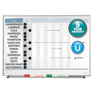 Quartet Matrix 15-employee In/Out Board - 16" Height x 23" Width - White Natural Cork Surface - Magnetic, Durable - Silver Frame - 1 Each - 1