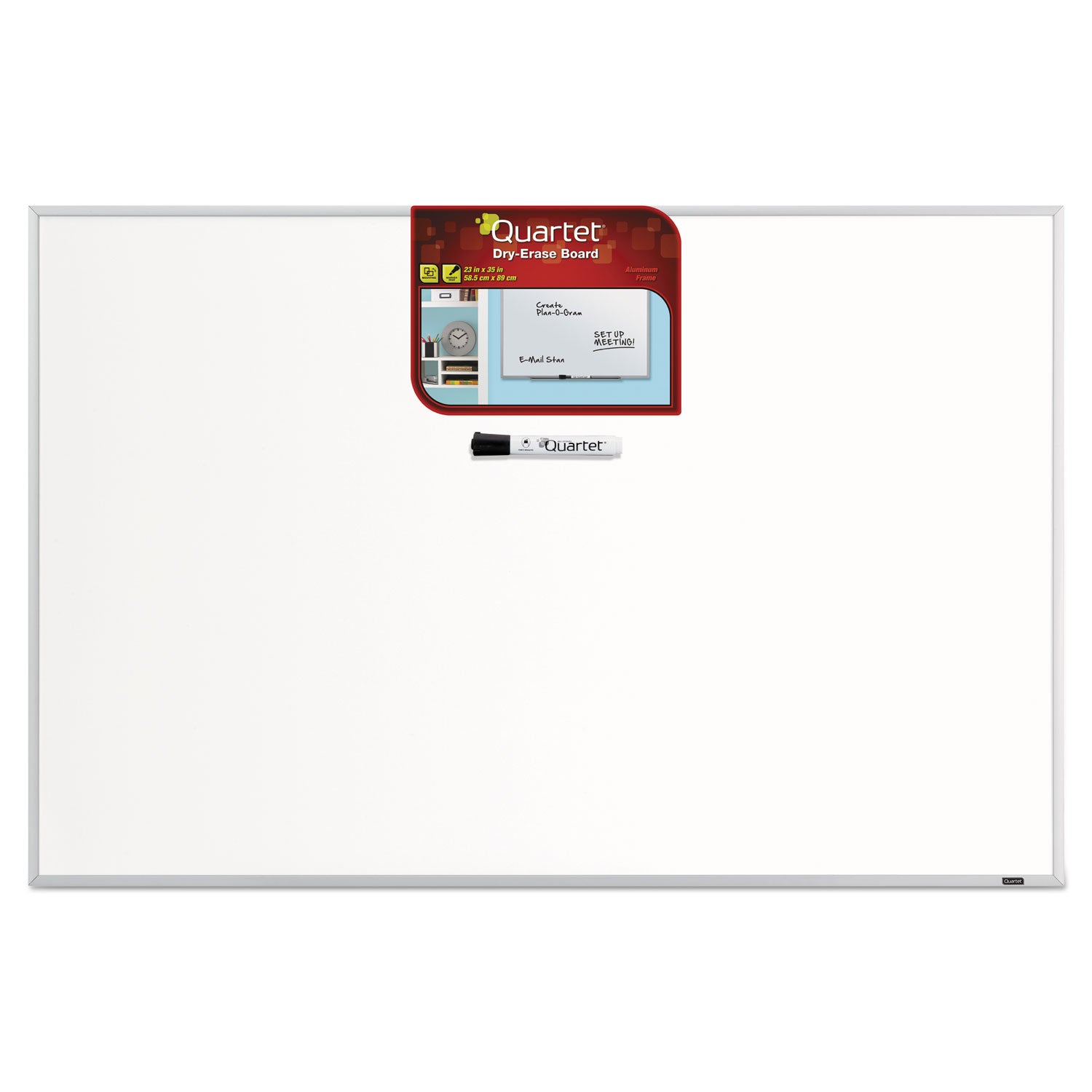 Dry Erase Board, 36 x 24, Melamine White Surface, Silver Aluminum Frame - 