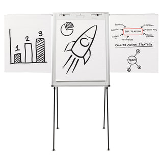 Dry Erase Steel Easel, 29 x 40, Melamine White Surface, Aluminum Frame - 