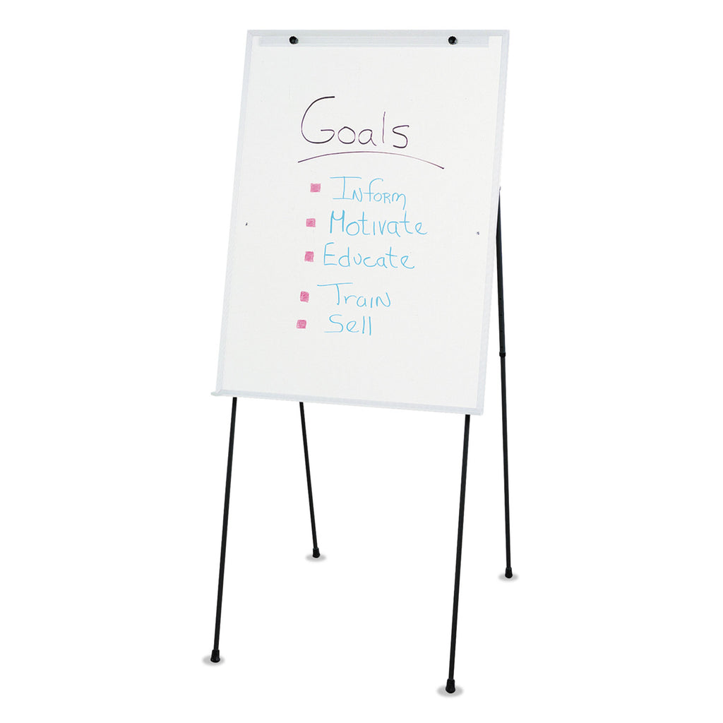 Dry Erase Steel Easel, 29 x 40, Melamine White Surface, Aluminum Frame - 
