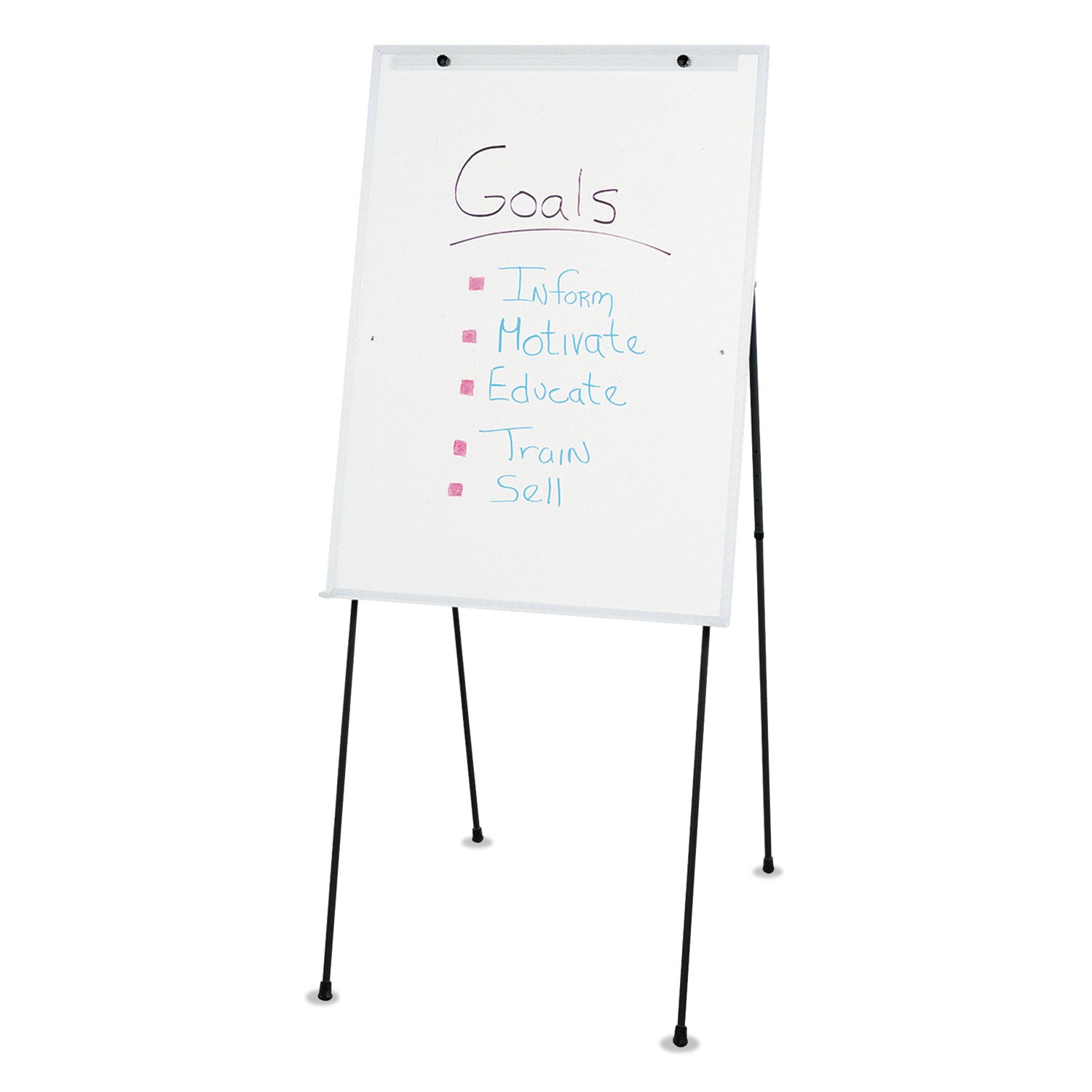 Dry Erase Steel Easel, 29 x 40, Melamine White Surface, Aluminum Frame - 