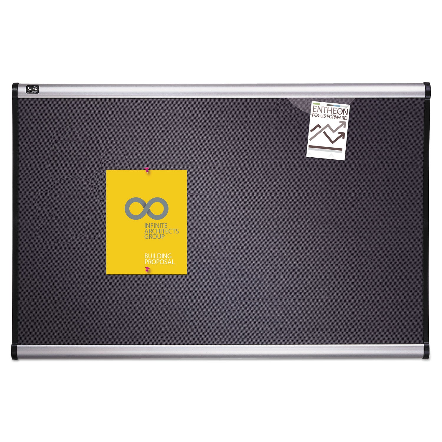 Prestige Gray Diamond Mesh Bulletin Board, 36 x 24, Gray Surface, Silver Aluminum/Plastic Frame - 