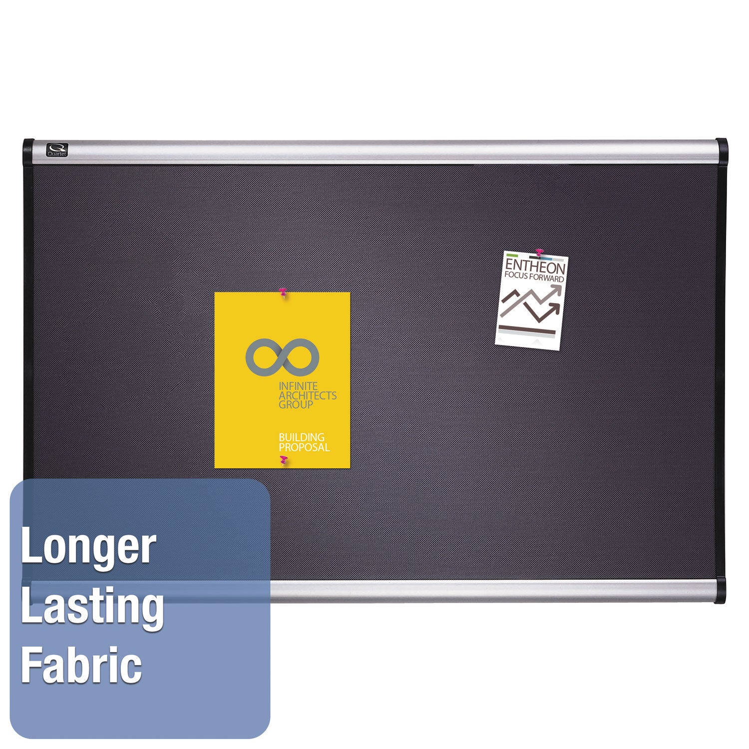 Prestige Gray Diamond Mesh Bulletin Board, 36 x 24, Gray Surface, Silver Aluminum/Plastic Frame - 