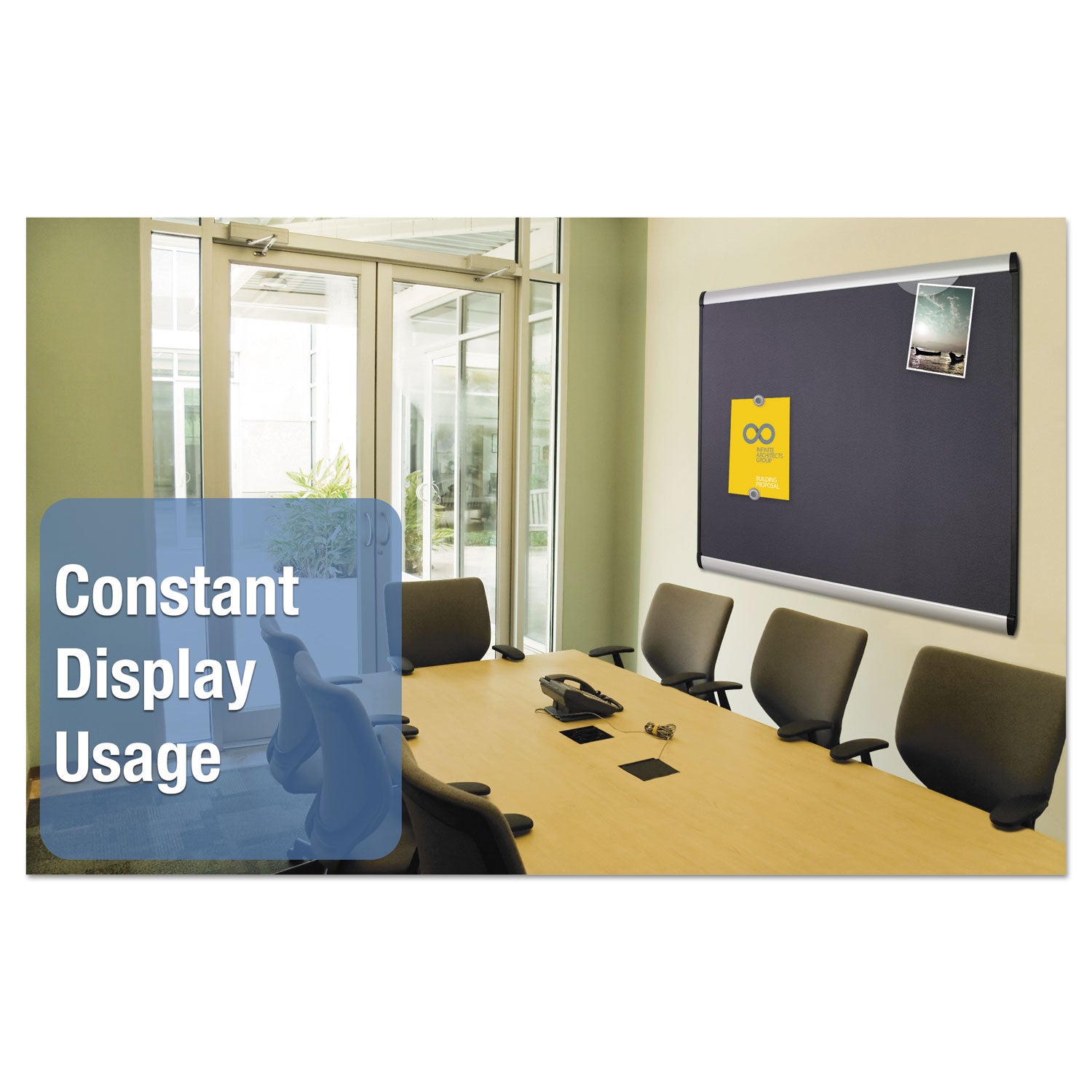 Prestige Plus Magnetic Fabric Bulletin Boards, 48 x 36, Gray Surface, Silver Aluminum Frame - 