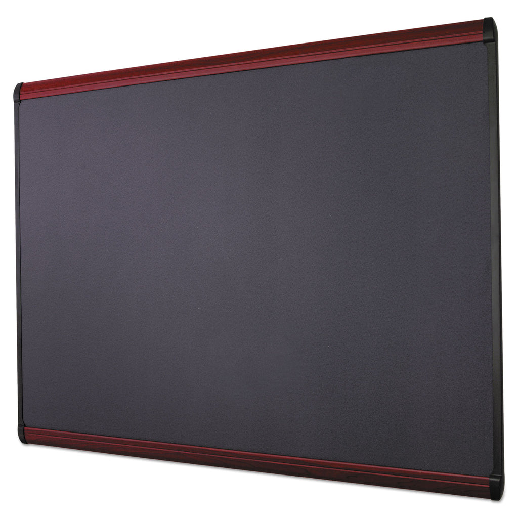 Prestige Plus Magnetic Fabric Bulletin Boards, 48 x 36, Gray Surface, Mahogany Fiberboard/Plastic Frame - 