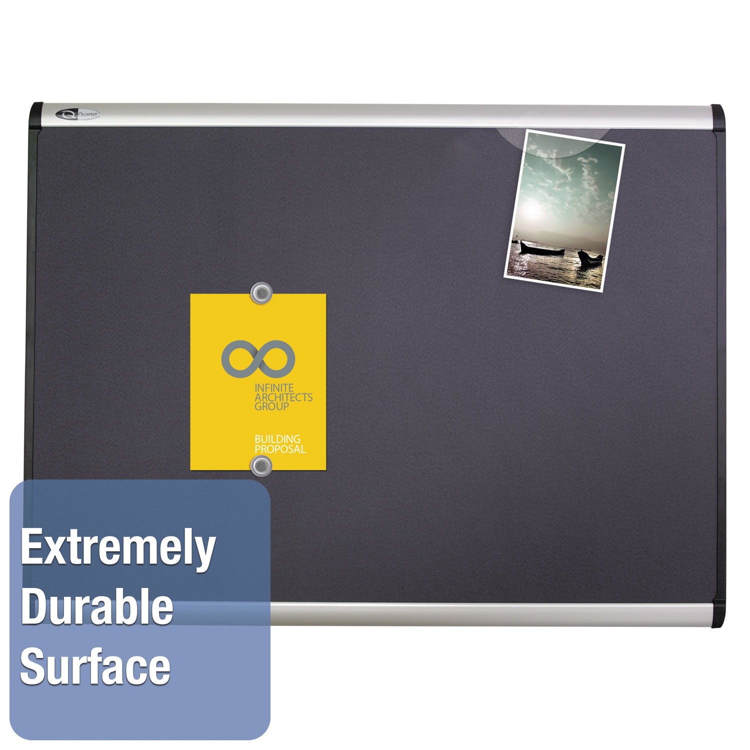Prestige Plus Magnetic Fabric Bulletin Boards, 36 x 24, Gray Surface, Silver Aluminum Frame - 2