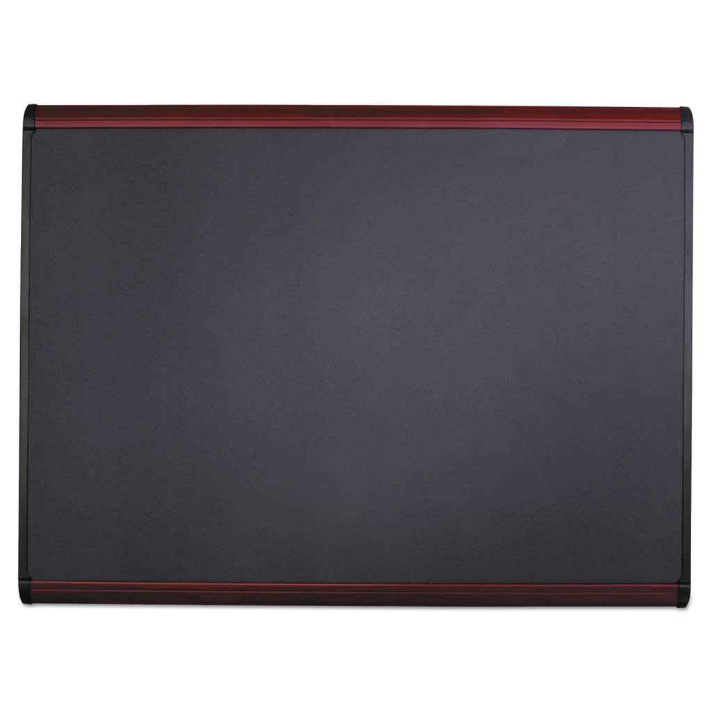 Prestige Plus Magnetic Fabric Bulletin Boards, 48 x 36, Gray Surface, Mahogany Fiberboard/Plastic Frame - 
