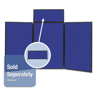 Show-It! Display System, Three-Panel Display, 72 x 36, Blue/Gray Surface, Black PVC Frame - 