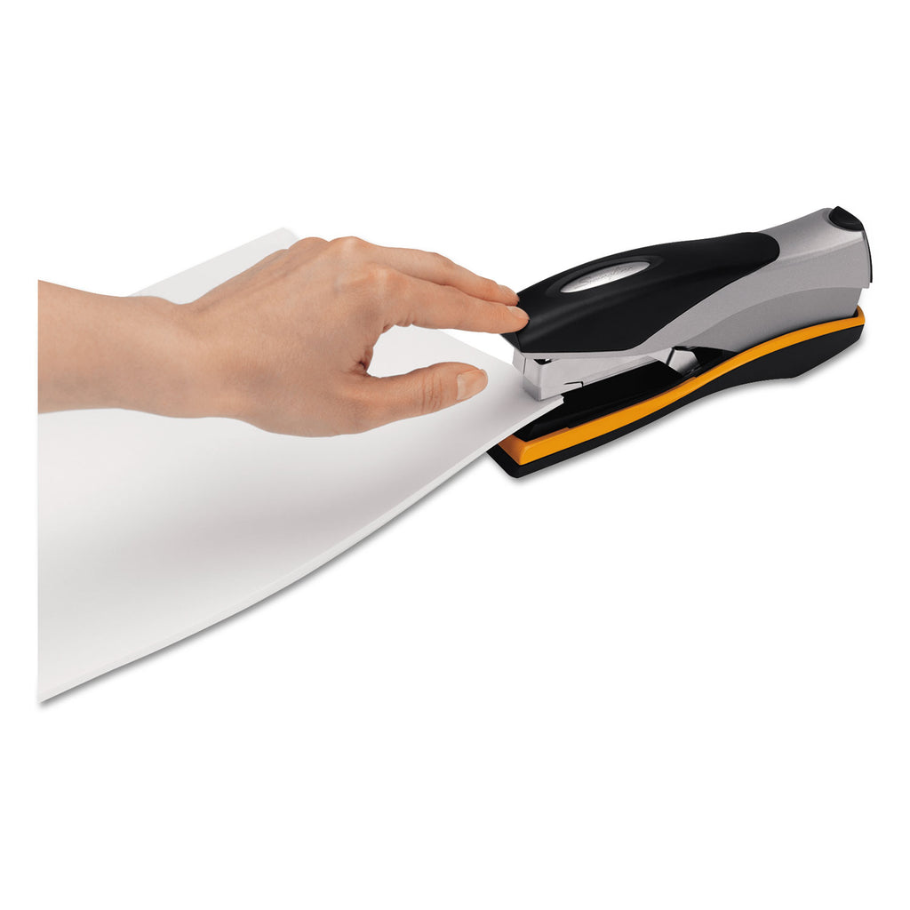 Optima 40 Desktop Stapler, 40-Sheet Capacity, Silver/Black/Orange
