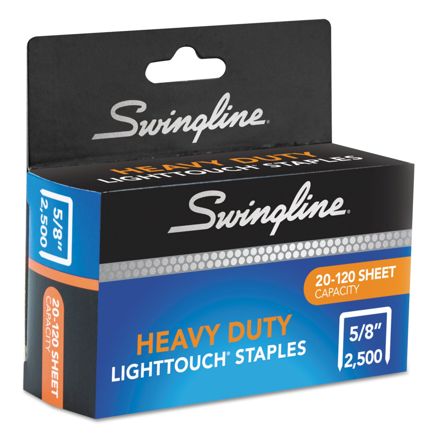 Light Touch Heavy-Duty Staples, 0.63" Leg, 0.5" Crown, Steel, 2,500/Box - 