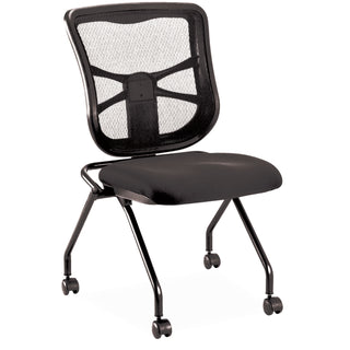 Alera Elusion Mesh Nesting Chairs, Supports Up to 275 lb, 18.1" Seat Height, Black Seat, Black Back, Black Base, 2/Carton