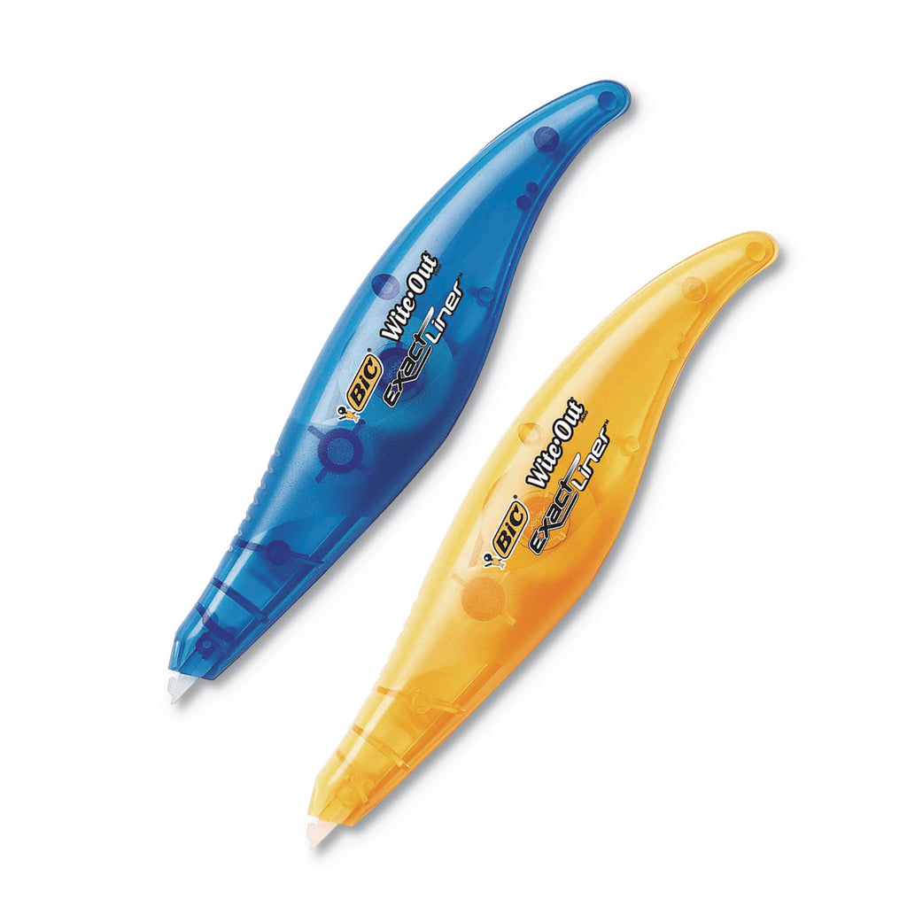 Wite-Out Brand Exact Liner Correction Tape, Non-Refillable, Blue/Orange Applicators, 0.2" x 236", 2/Pack