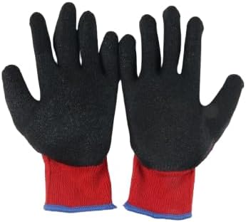 300 Pairs Large Red Safety Gloves for Men/Women, Non Slip Black Latex Palm Work Gloves, Heavy Duty Cotton Garden Yard Gloves