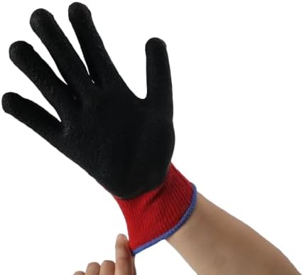 300 Pairs Large Red Safety Gloves for Men/Women, Non Slip Black Latex Palm Work Gloves, Heavy Duty Cotton Garden Yard Gloves