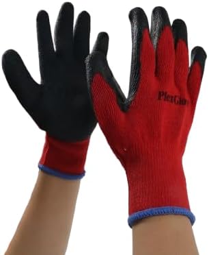 300 Pairs Large Red Safety Gloves for Men/Women, Non Slip Black Latex Palm Work Gloves, Heavy Duty Cotton Garden Yard Gloves