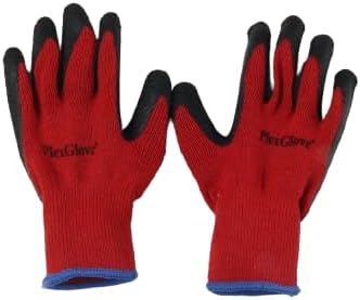 300 Pairs Large Red Safety Gloves for Men/Women, Non Slip Black Latex Palm Work Gloves, Heavy Duty Cotton Garden Yard Gloves