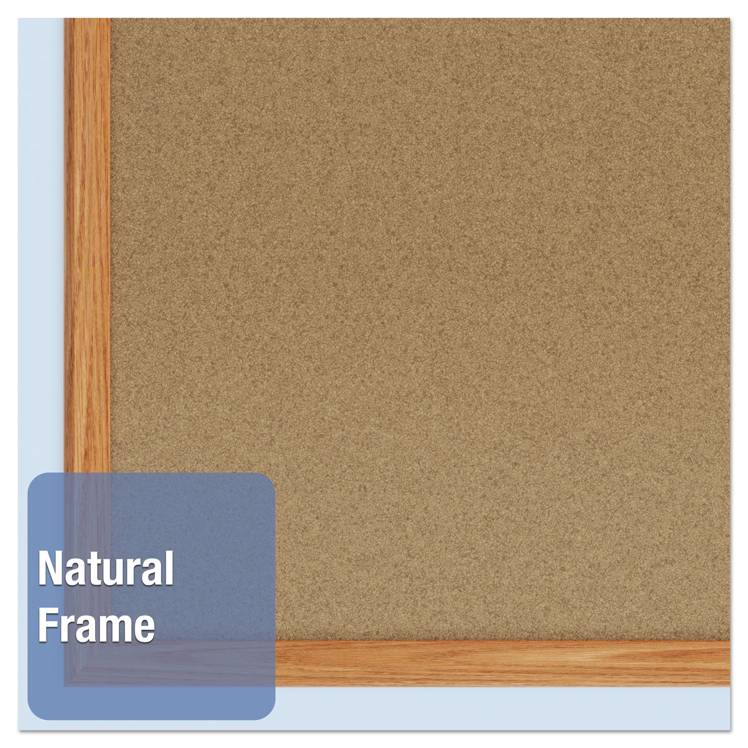 Economy Cork Board with Oak Frame, 48 x 36, Tan Surface, Oak Fiberboard Frame - 