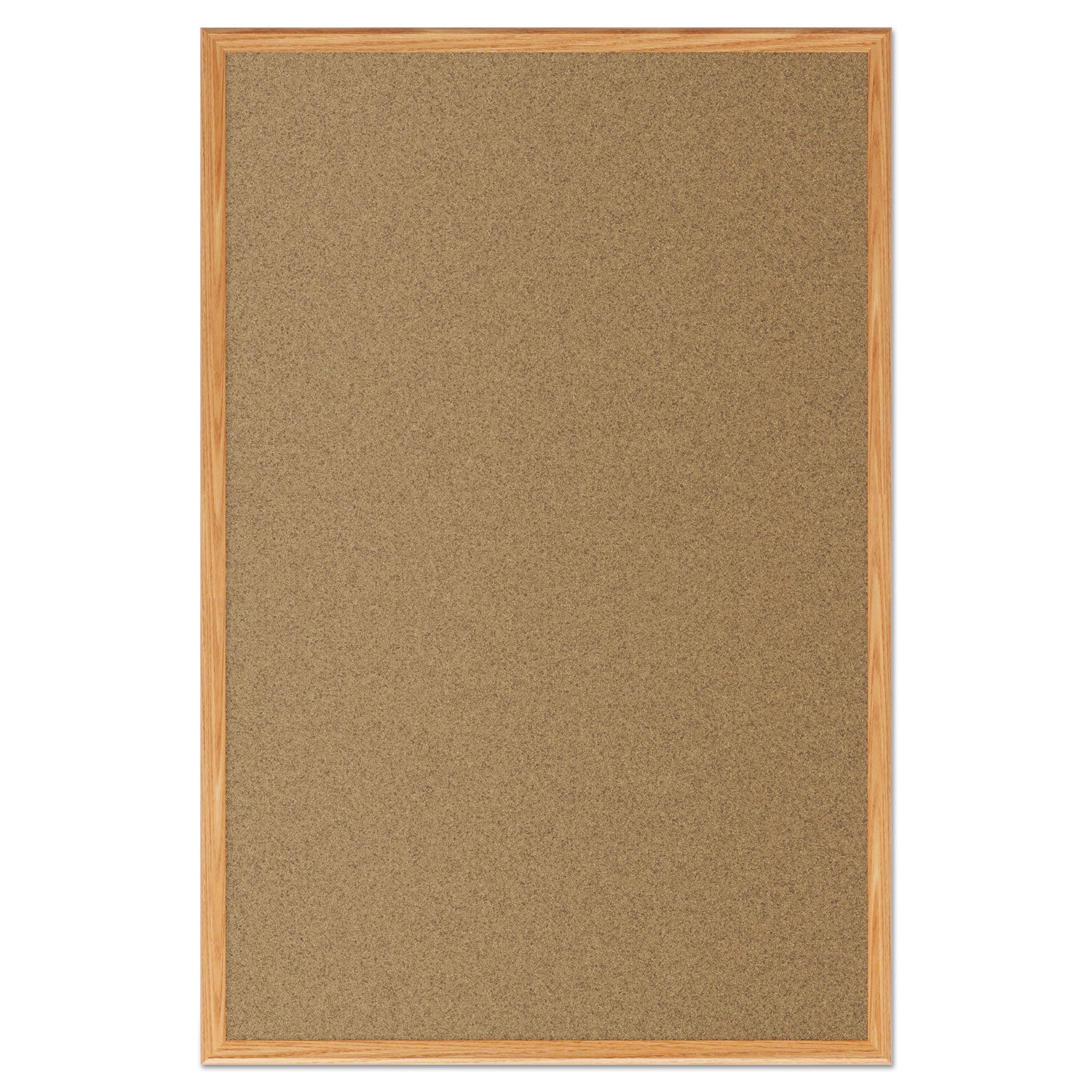 Economy Cork Board with Oak Frame, 48 x 36, Tan Surface, Oak Fiberboard Frame - 