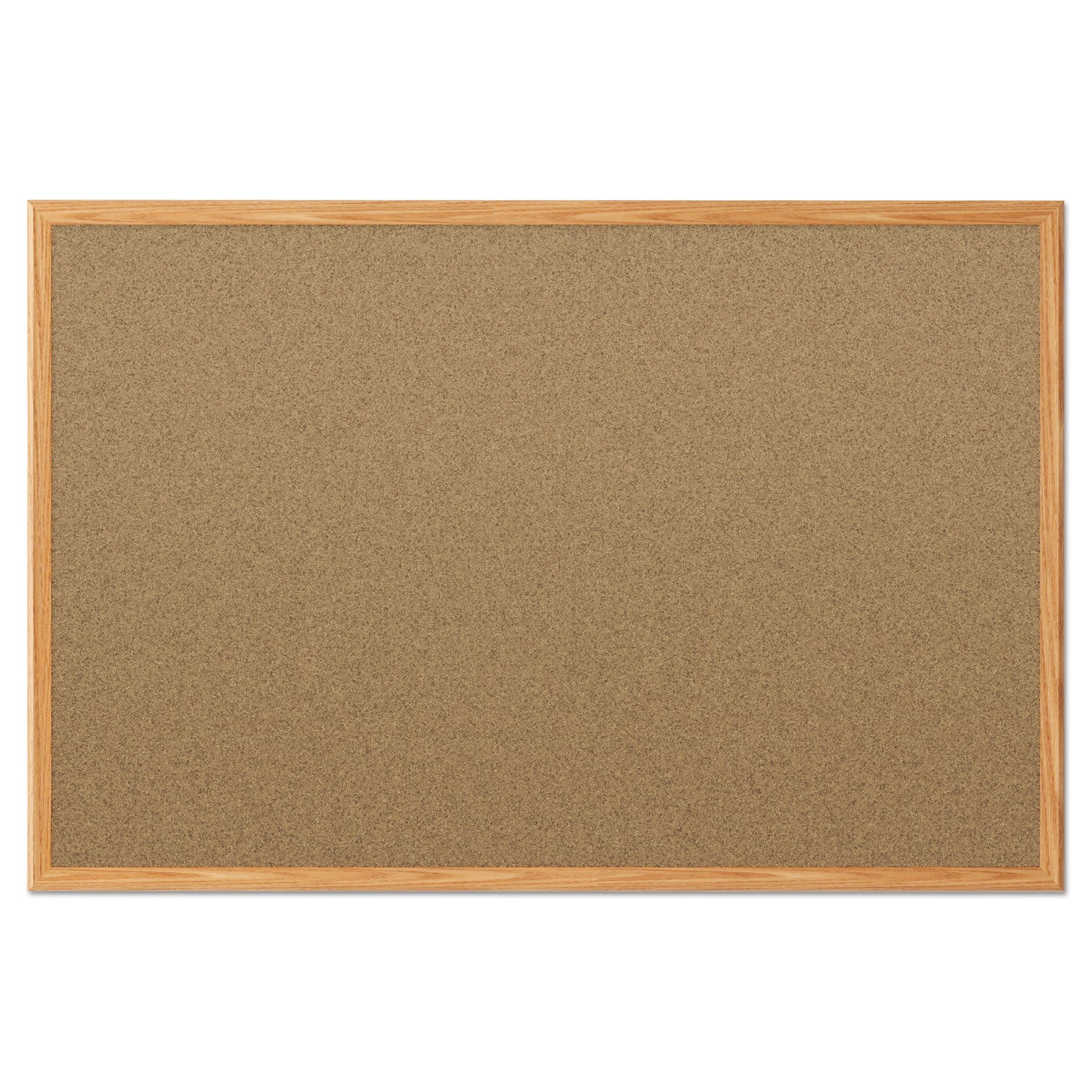 Economy Cork Board with Oak Frame, 48 x 36, Tan Surface, Oak Fiberboard Frame - 