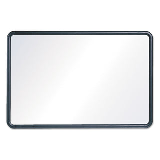 Contour Dry Erase Board, 24 x 18, Melamine White Surface, Black Plastic Frame - 