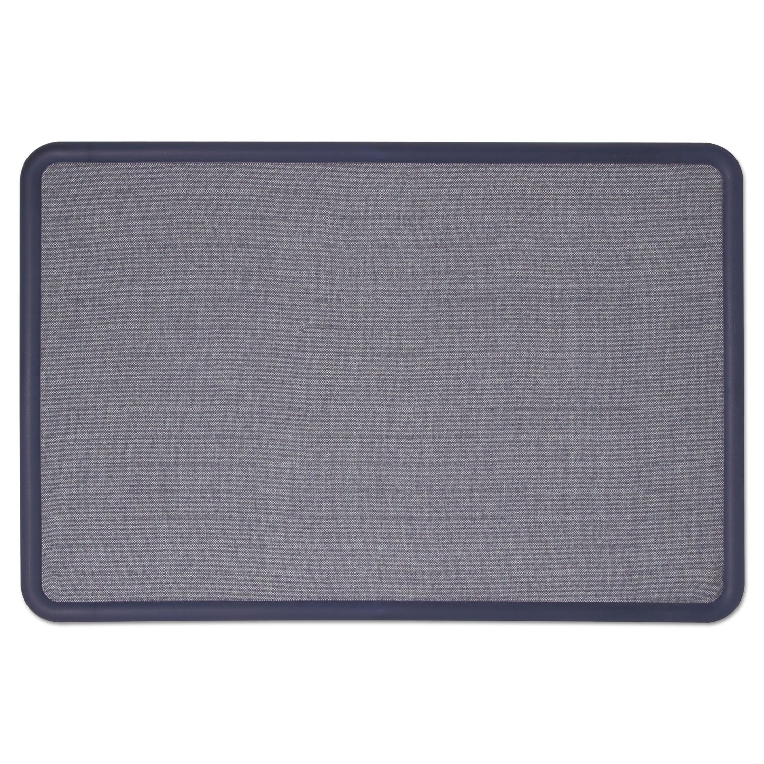 Contour Fabric Bulletin Board, 36 x 24, Light Blue Surface, Navy Blue Plastic Frame - 