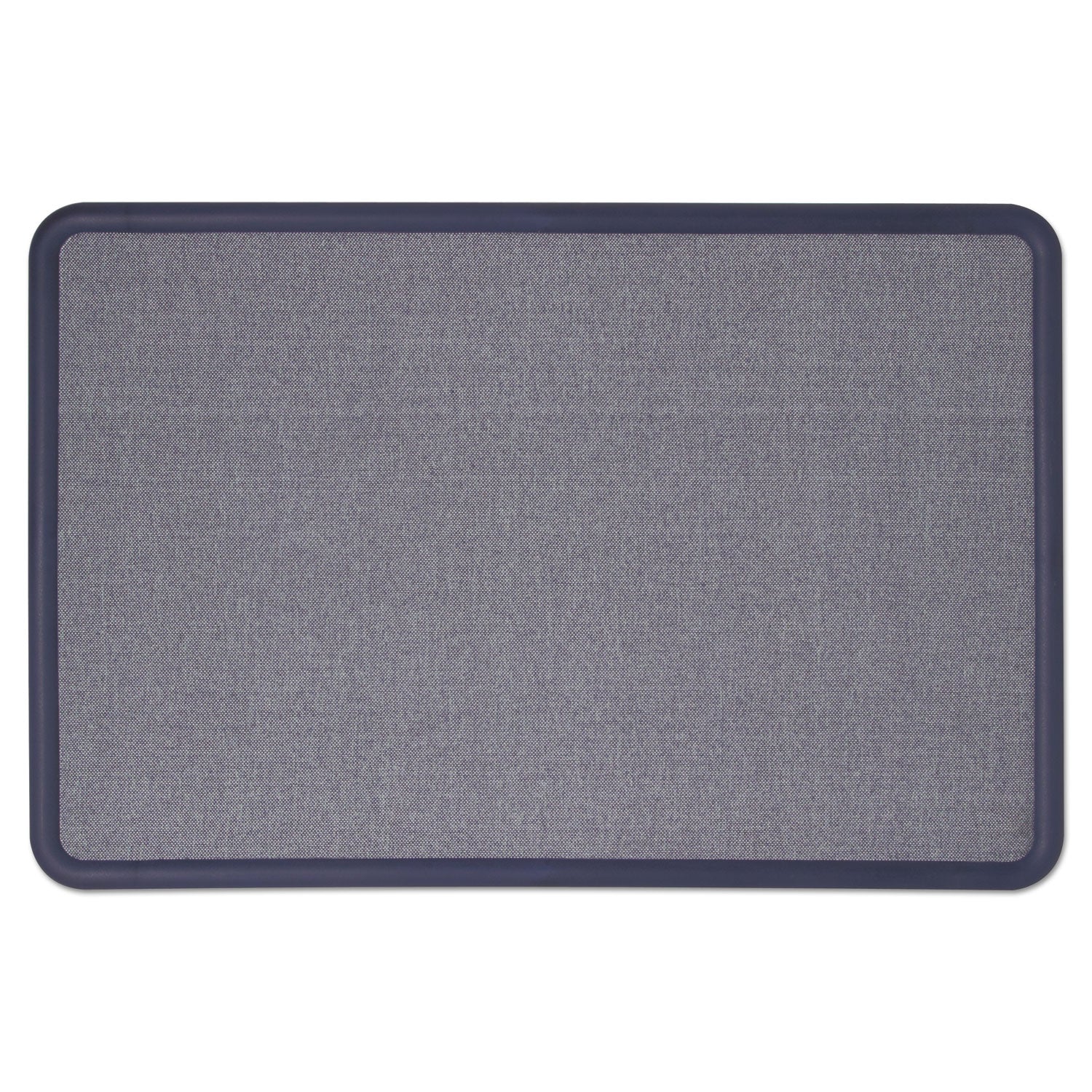 Contour Fabric Bulletin Board, 48 x 36, Light Blue Surface, Navy Blue Plastic Frame - 